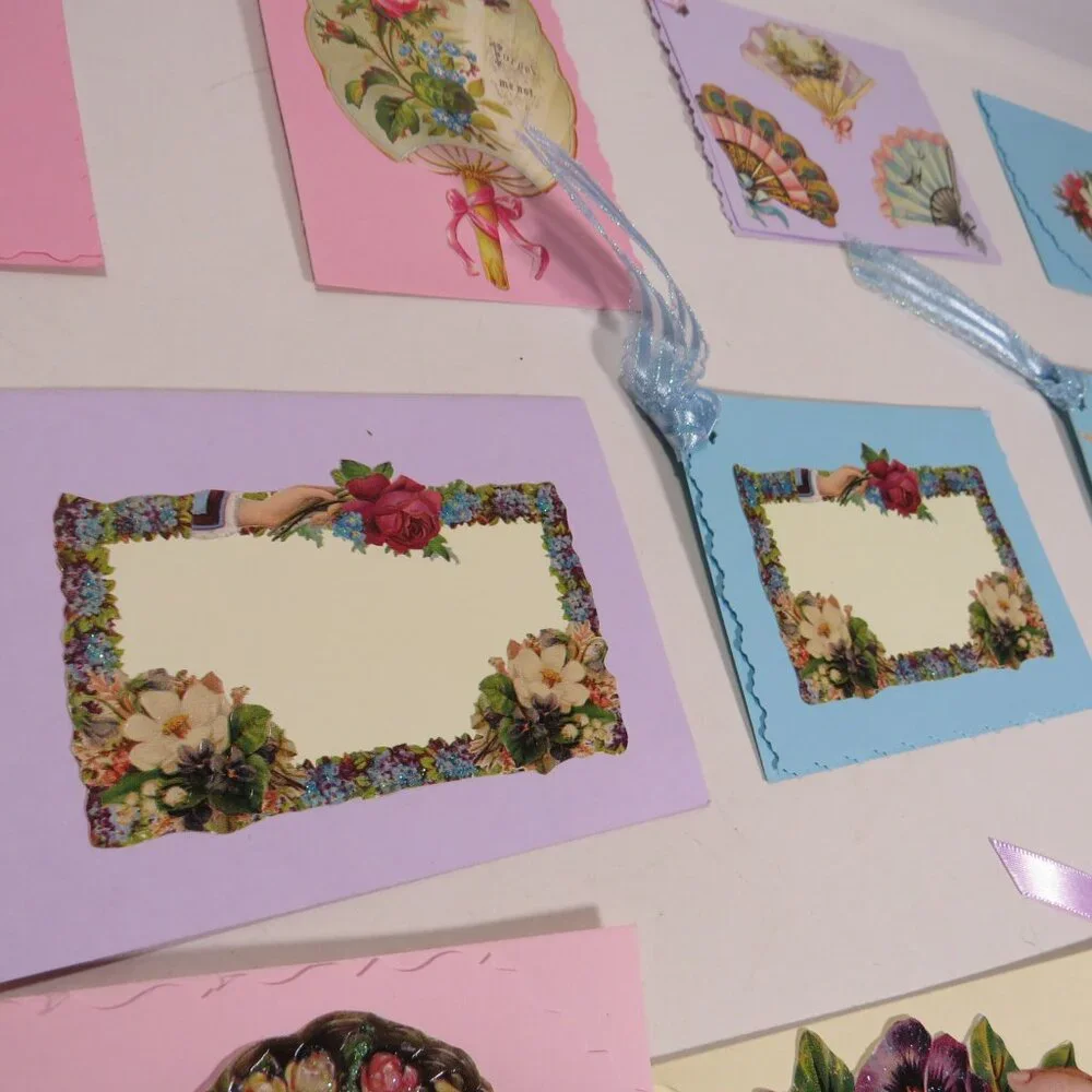 Victorian Gift Tags Cardstock with some embossed images & glitter paint accents